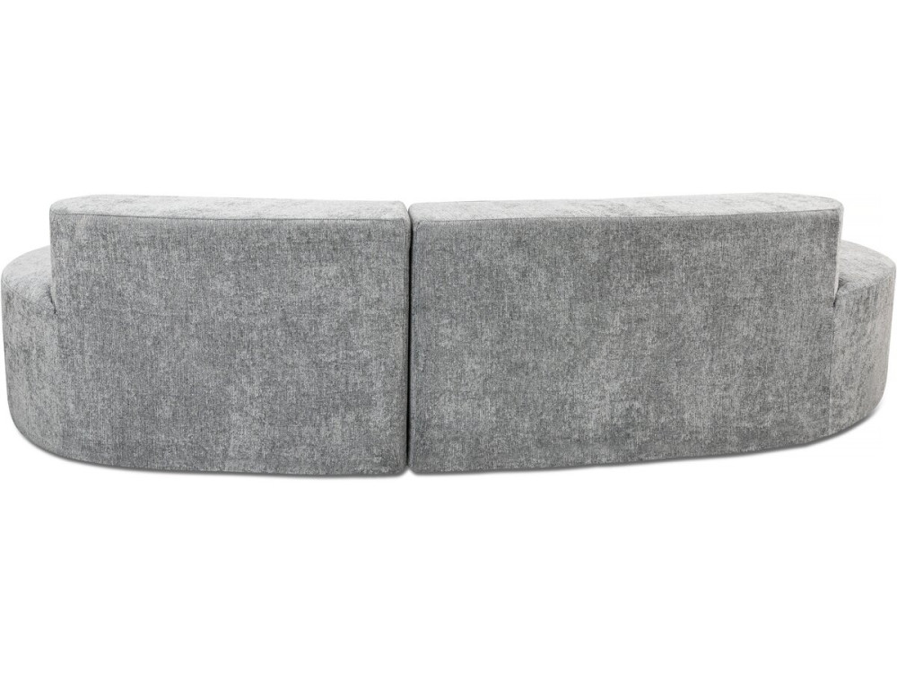 Sofa "Avola" w kształcie przecinka z tkaniny teksturowanej - 3-osobowa - szara