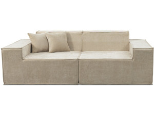 Modułowa sofa prosta w tkaninie "Lusso" o fakturze, 3-osobowa, beżowa
