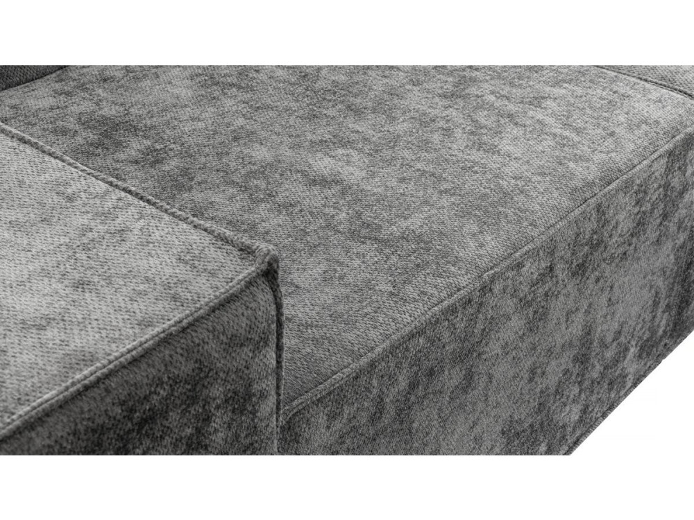Modułowa sofa prosta z pufem w tkaninie "Lusso" o fakturze - 3-osobowa - szara