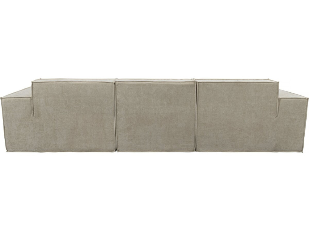 Modułowa sofa prosta z pufem w tkaninie "Lusso" o fakturze - 4-osobowa - beżowa