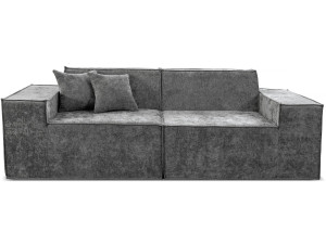 Modułowa sofa prosta w tkaninie "Lusso" o fakturze - 3-osobowa - szara