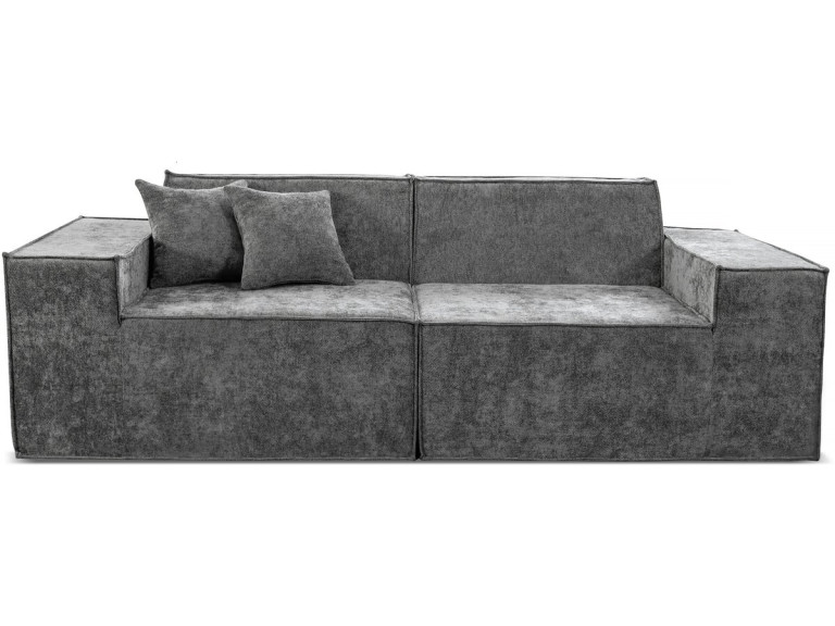 Modułowa sofa prosta w tkaninie "Lusso" o fakturze - 3-osobowa - szara