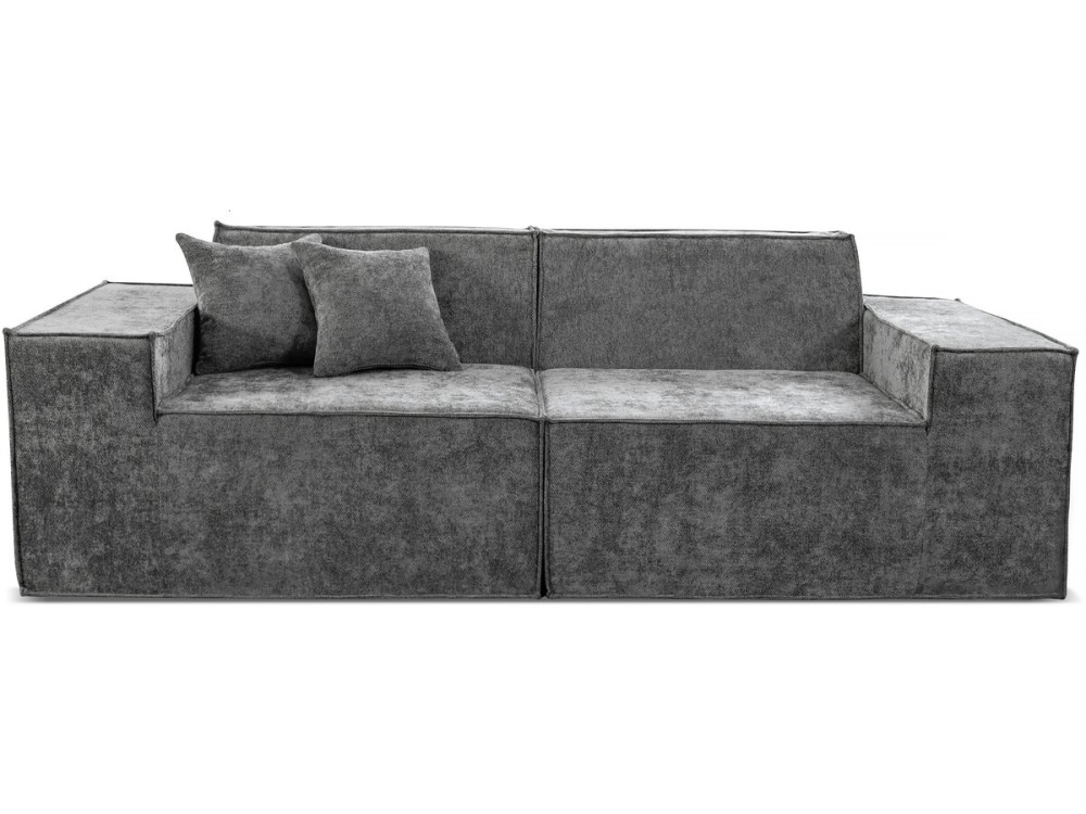 Modułowa sofa prosta w tkaninie "Lusso" o fakturze - 3-osobowa - szara