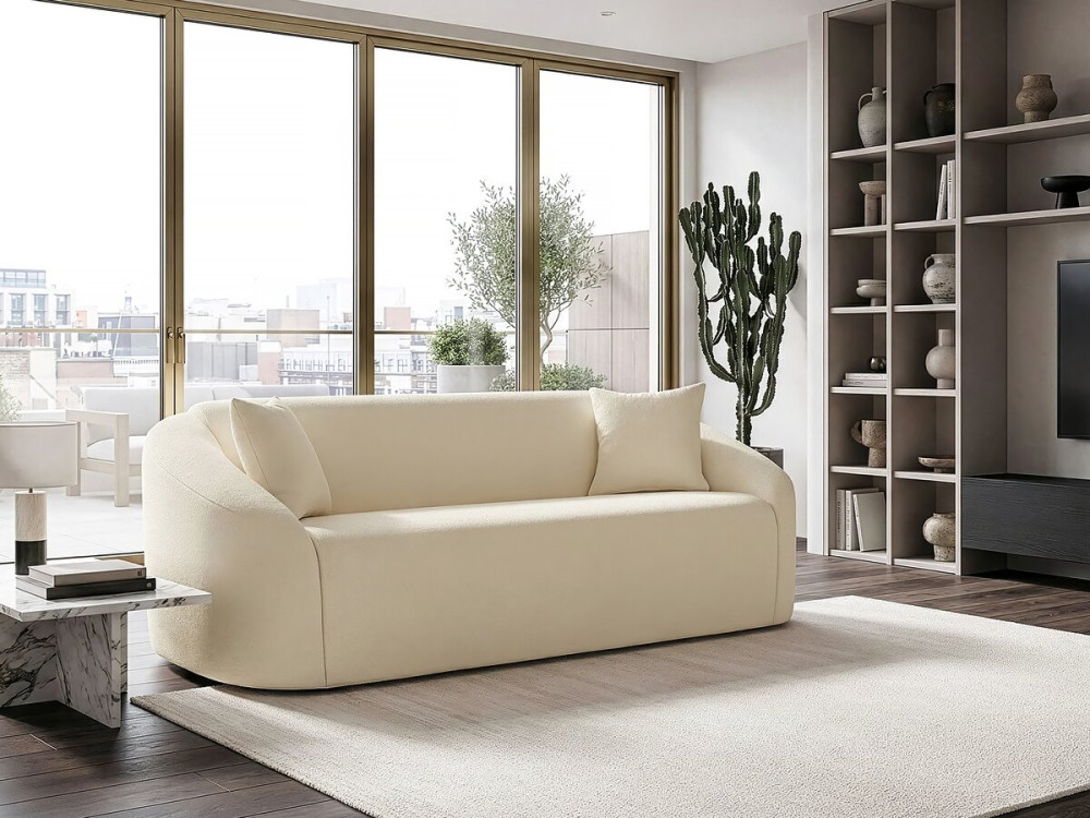 Sofa "Ondine" z tkaniny - 3-osobowa - beżowa