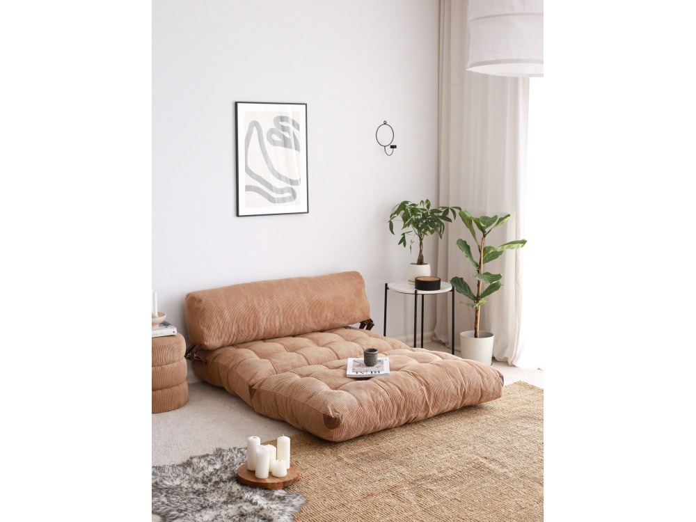 Rozkładana 2-osobowa sofa z tkaniny - 120 x 75 x 79 cm - Brązowy