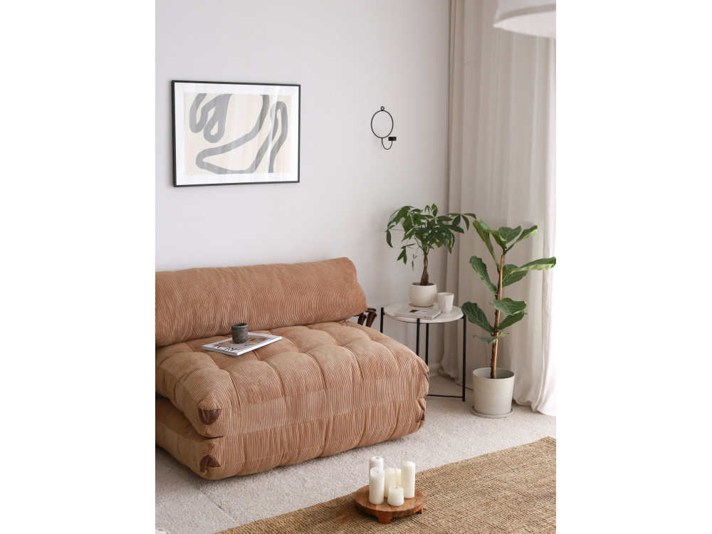Rozkładana 2-osobowa sofa z tkaniny - 120 x 75 x 79 cm - Brązowy