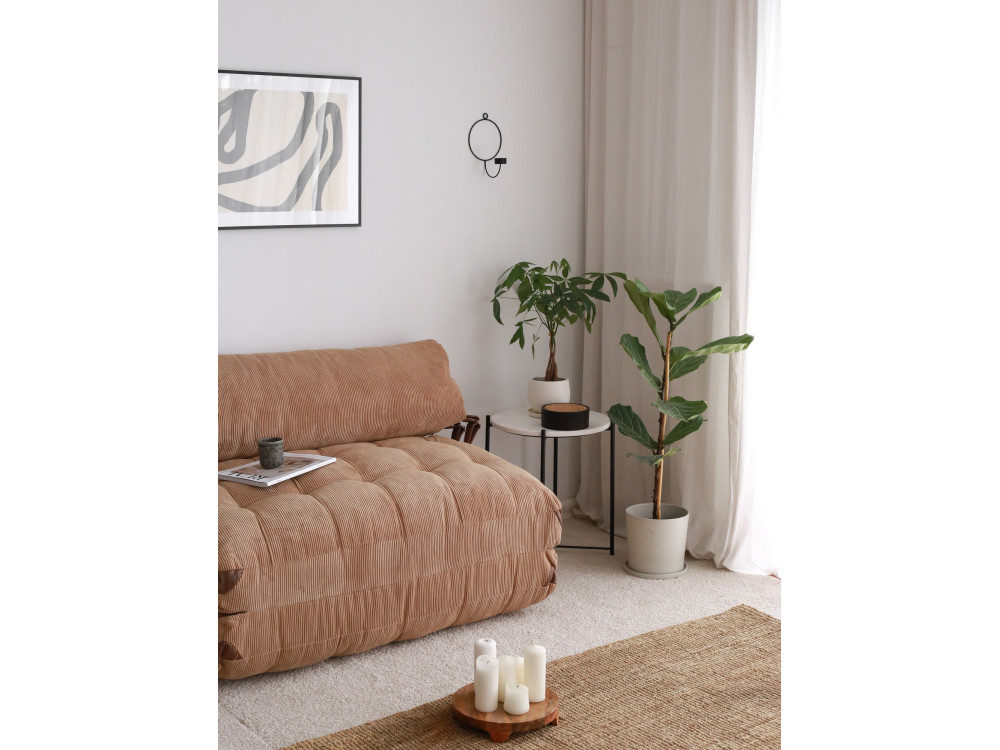 Rozkładana 2-osobowa sofa z tkaniny - 120 x 75 x 79 cm - Brązowy