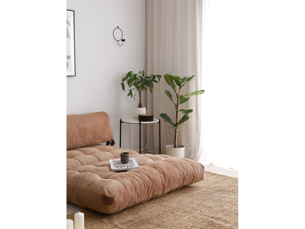 Rozkładana 2-osobowa sofa z tkaniny - 120 x 75 x 79 cm - Brązowy