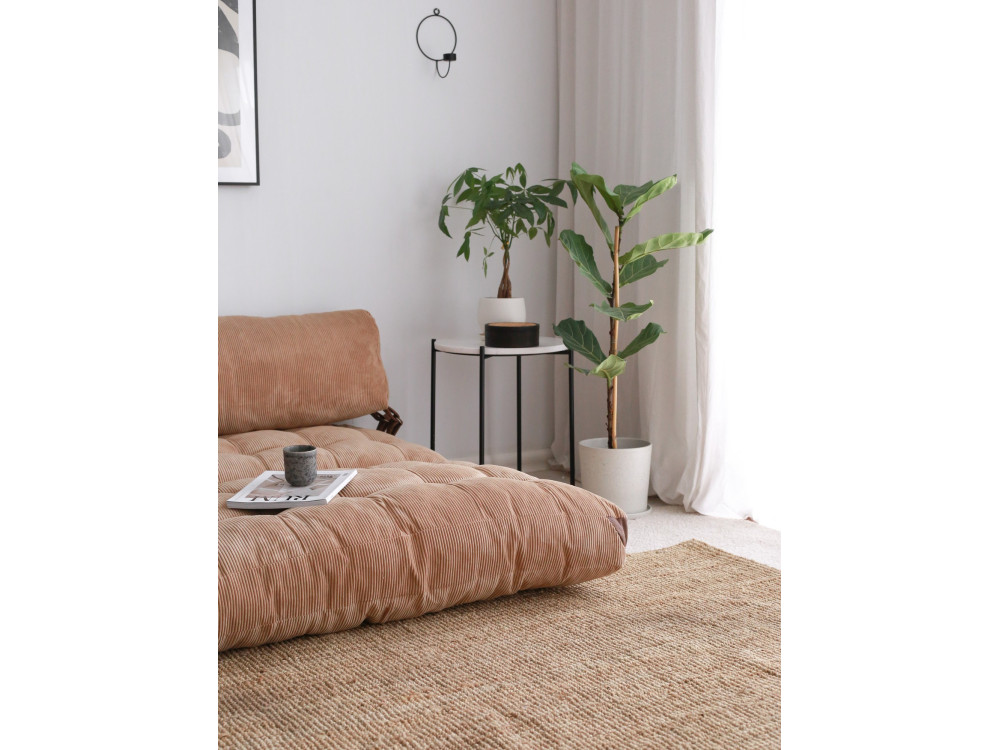 Rozkładana 2-osobowa sofa z tkaniny - 120 x 75 x 79 cm - Brązowy