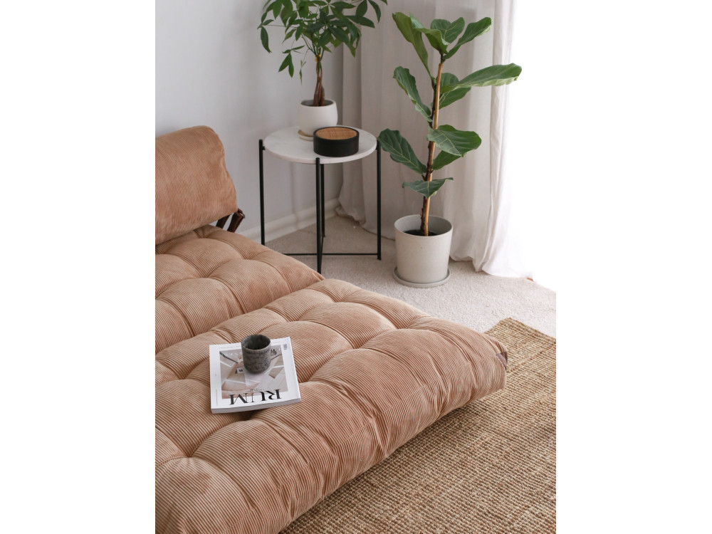 Rozkładana 2-osobowa sofa z tkaniny - 120 x 75 x 79 cm - Brązowy