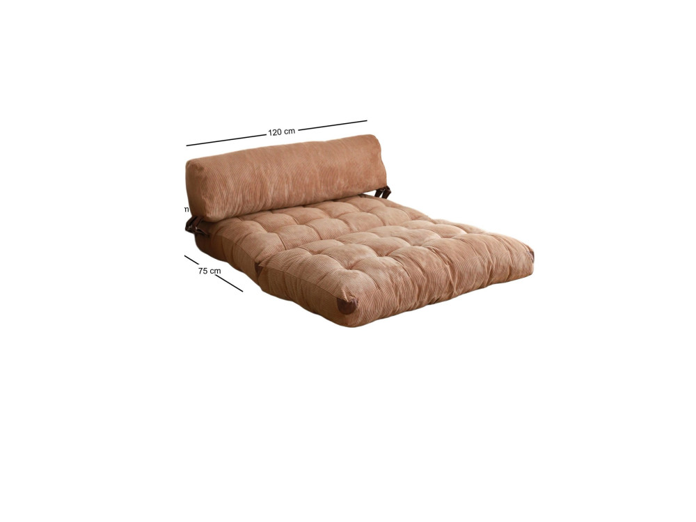 Rozkładana 2-osobowa sofa z tkaniny - 120 x 75 x 79 cm - Brązowy