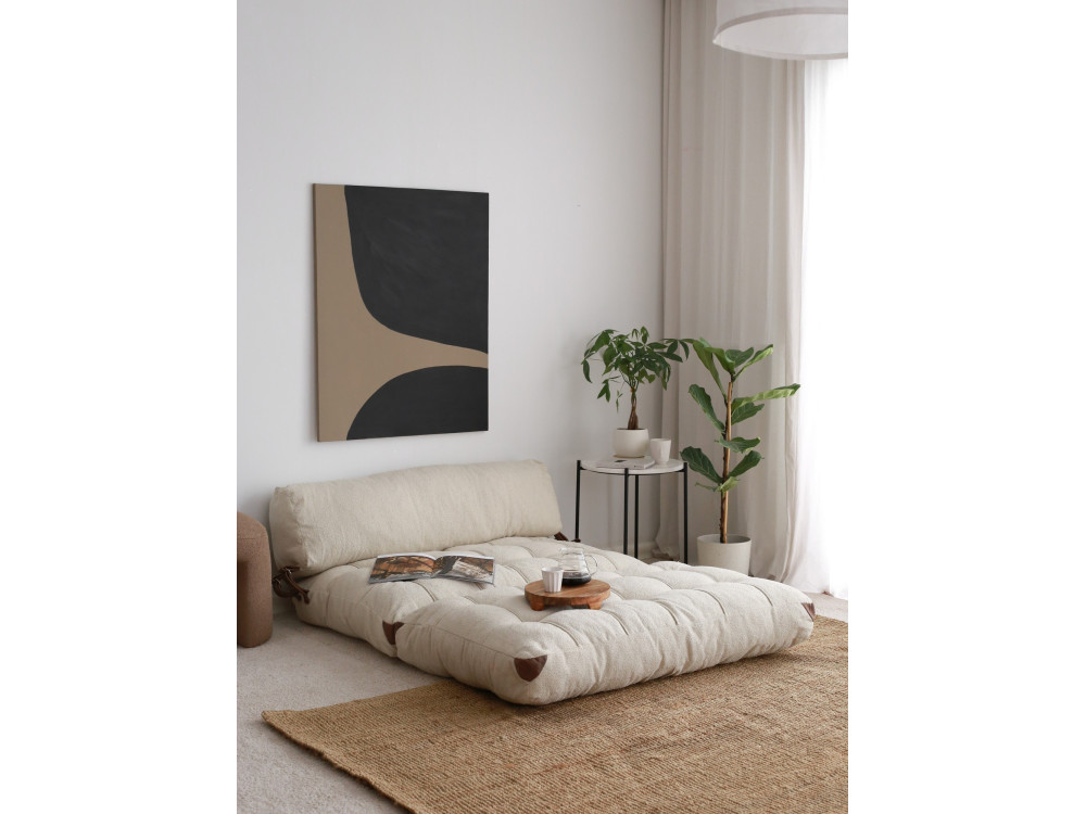2-osobowa rozkładana sofa w tkaninie "Fold" - 120 x 75 x 79 cm - Kremowy