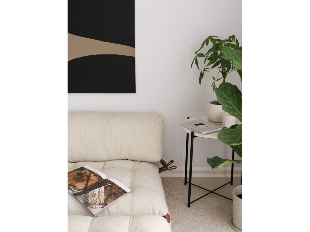 2-osobowa rozkładana sofa w tkaninie "Fold" - 120 x 75 x 79 cm - Kremowy