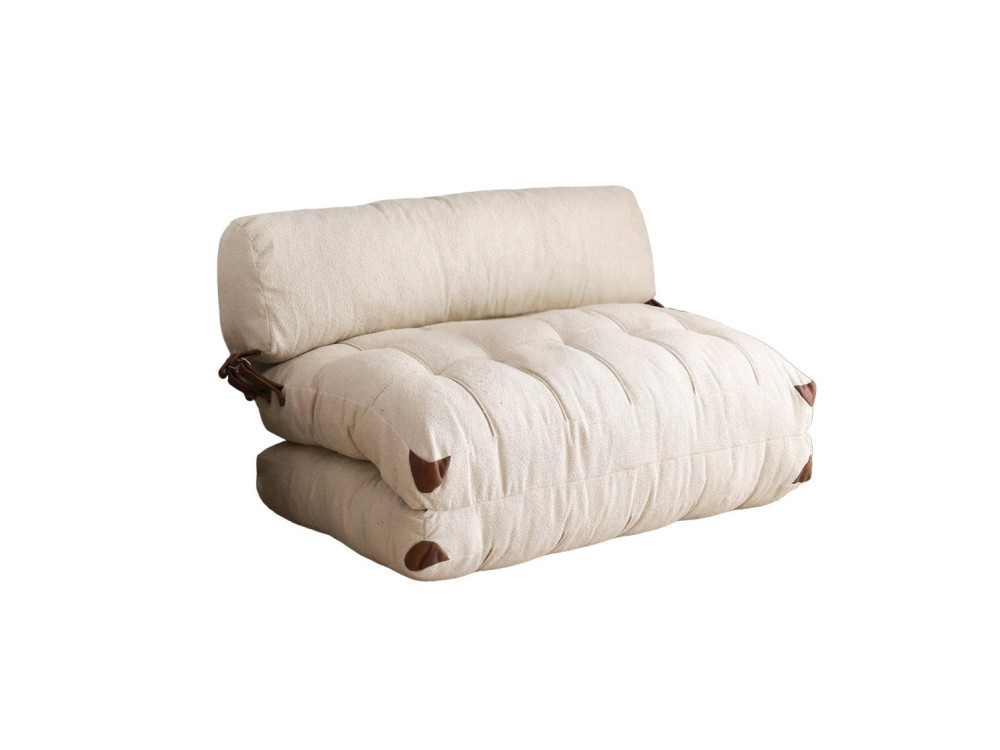 2-osobowa rozkładana sofa w tkaninie "Fold" - 120 x 75 x 79 cm - Kremowy