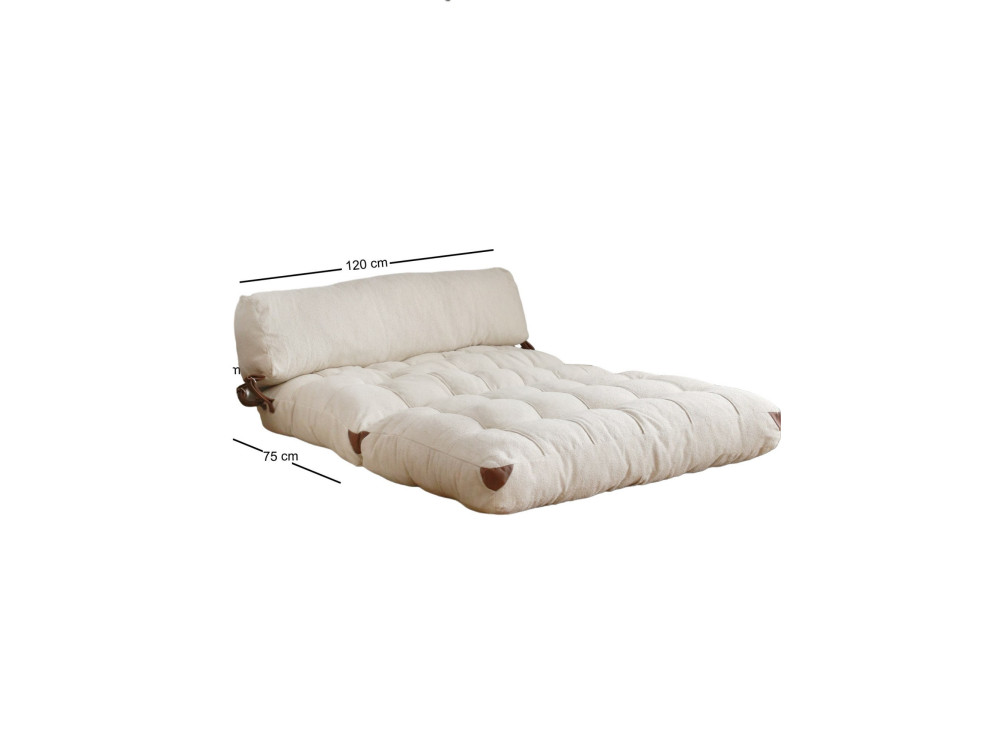 2-osobowa rozkładana sofa w tkaninie "Fold" - 120 x 75 x 79 cm - Kremowy