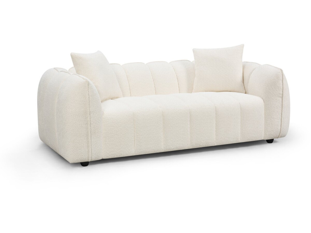 Trzyosobowa sofa prosta z tkaniny w stylu „bubble” „Balzac” – kolor kremowy
