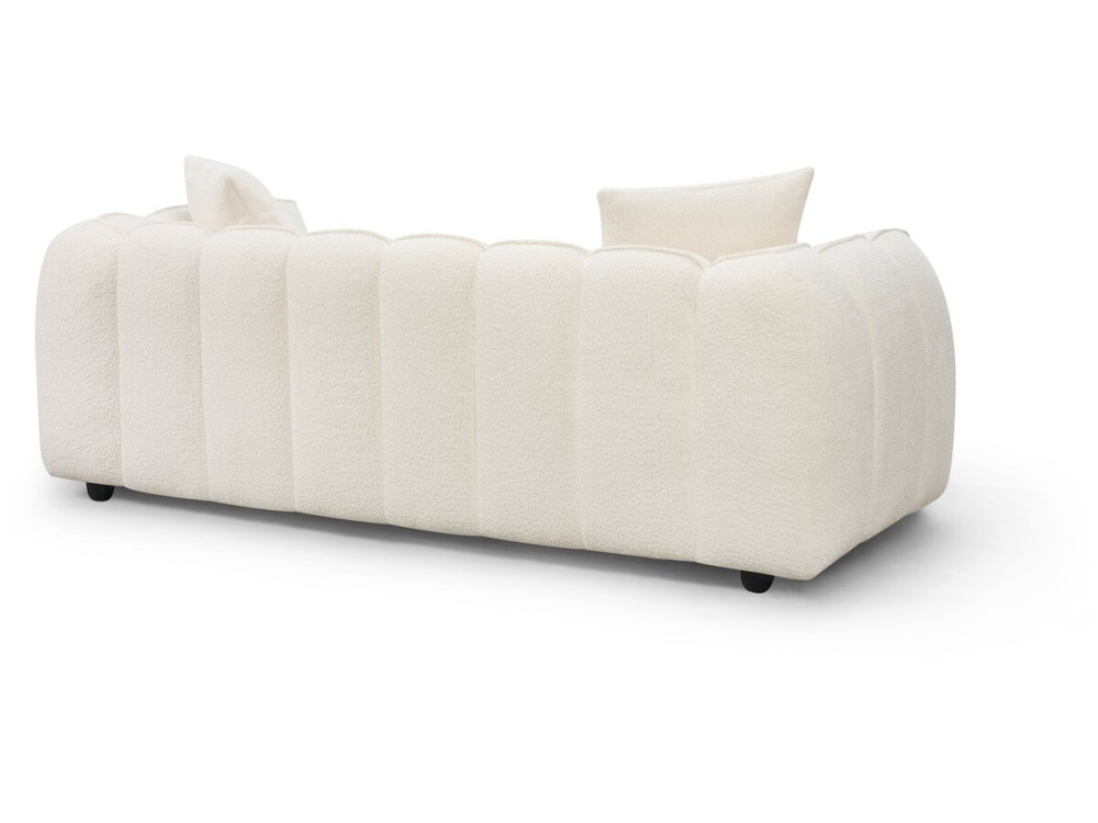 Trzyosobowa sofa prosta z tkaniny w stylu „bubble” „Balzac” – kolor kremowy