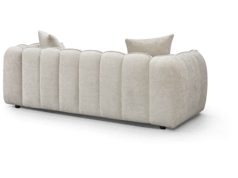 Trzyosobowa sofa prosta z tkaniny w stylu „bubble” „Balzac” – beżowa