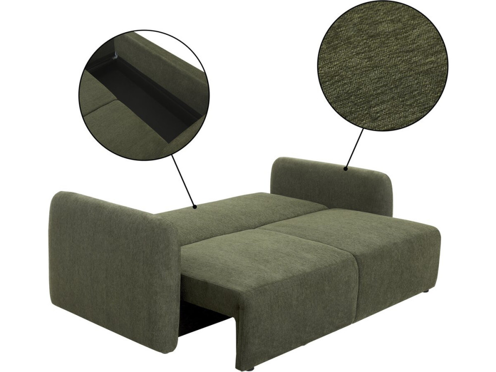 3-osobowa sofa prosta z funkcją rozkładania, obita tkaniną „Concorde” – zielona