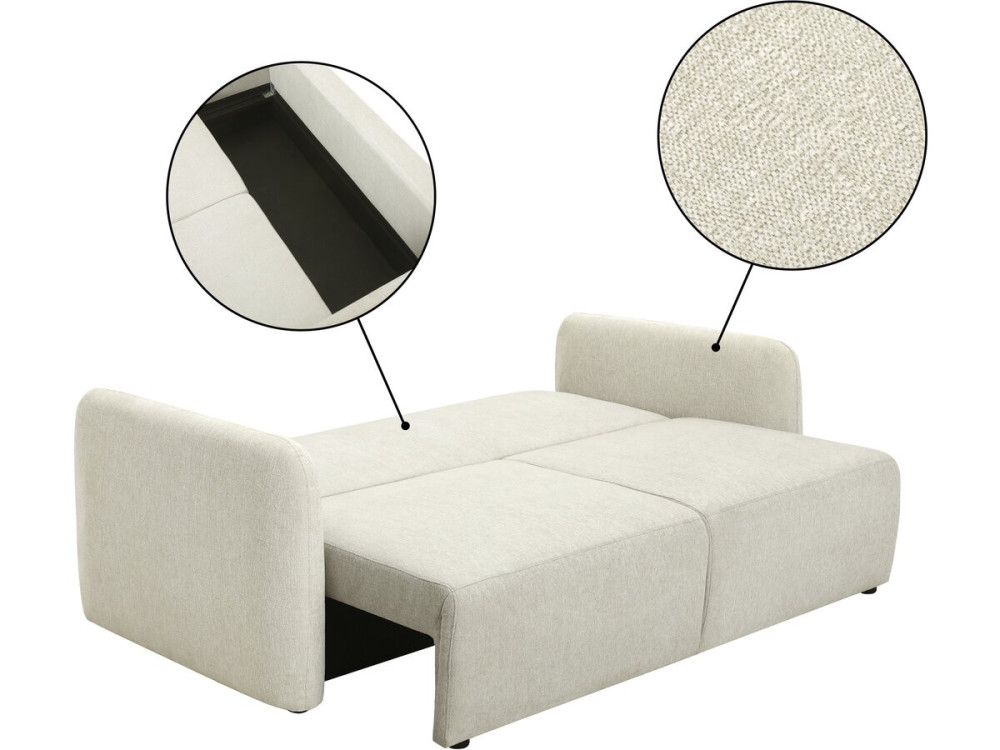 3-osobowa sofa prosta z funkcją rozkładania, obita tkaniną „Concorde” – beżowa