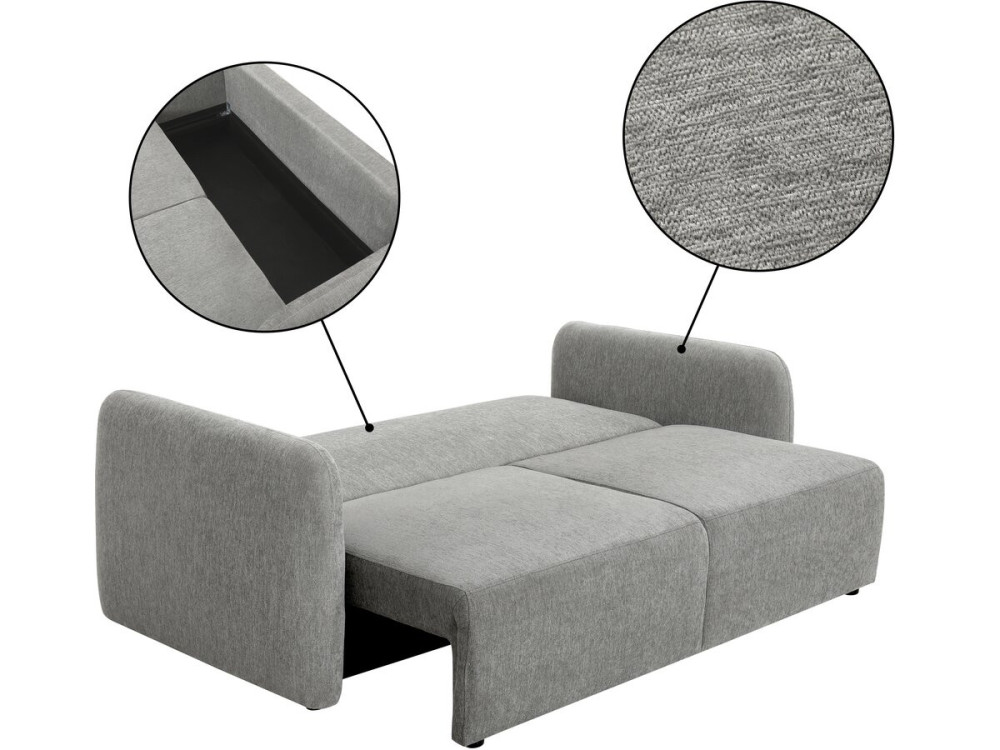 3-osobowa sofa prosta z funkcją rozkładania, obita tkaniną „Concorde” – szara