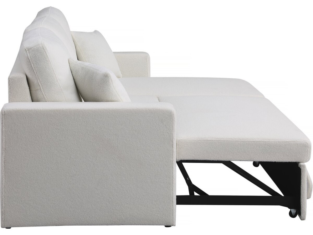 Sofa narożna "Alain" rozkładana/odwracana z pojemnikiem - 3 osobowa - Bouclettes - Biały