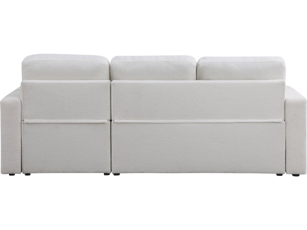 Sofa narożna "Alain" rozkładana/odwracana z pojemnikiem - 3 osobowa - Bouclettes - Biały