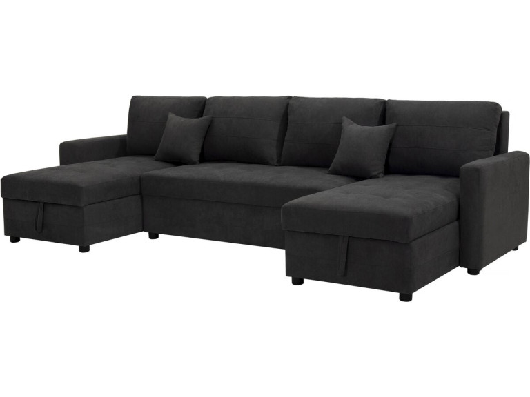 Panoramiczna rozkładana sofa "Antoine" ze schowkami - 5-osobowa - Ciemnoszary