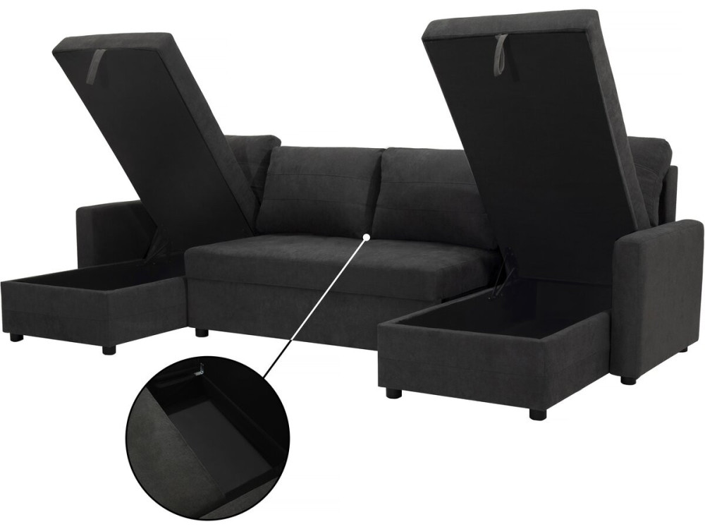 Panoramiczna rozkładana sofa "Antoine" ze schowkami - 5-osobowa - Ciemnoszary