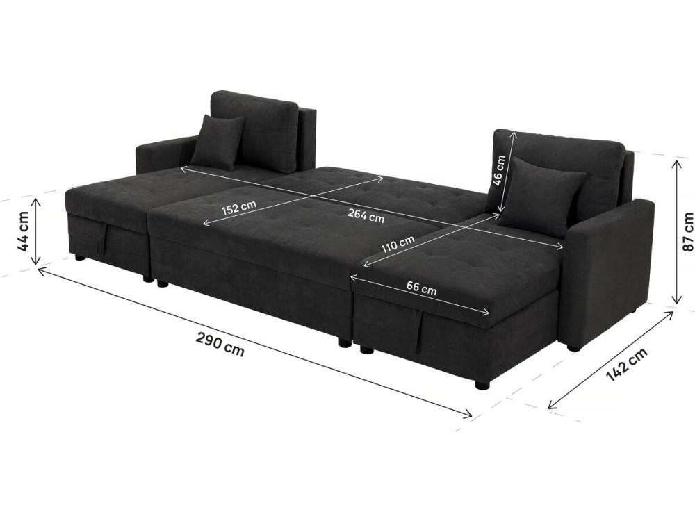 Panoramiczna rozkładana sofa "Antoine" ze schowkami - 5-osobowa - Ciemnoszary