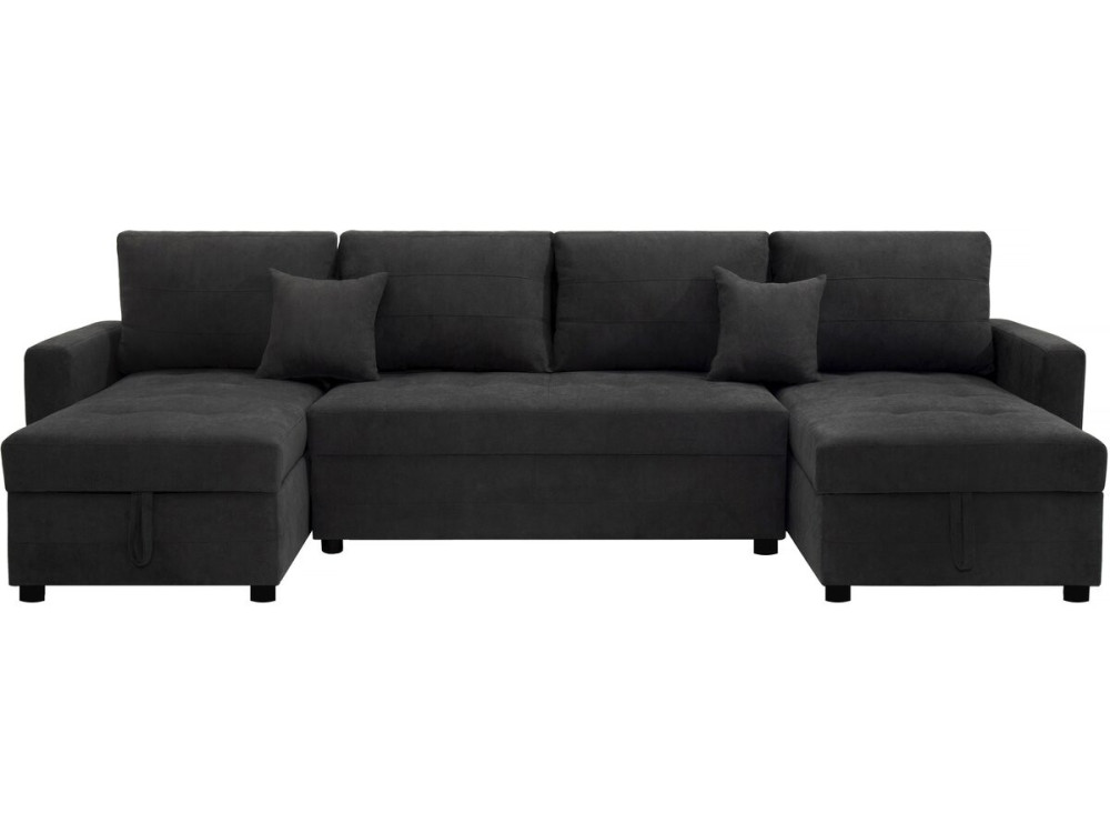 Panoramiczna rozkładana sofa "Antoine" ze schowkami - 5-osobowa - Ciemnoszary