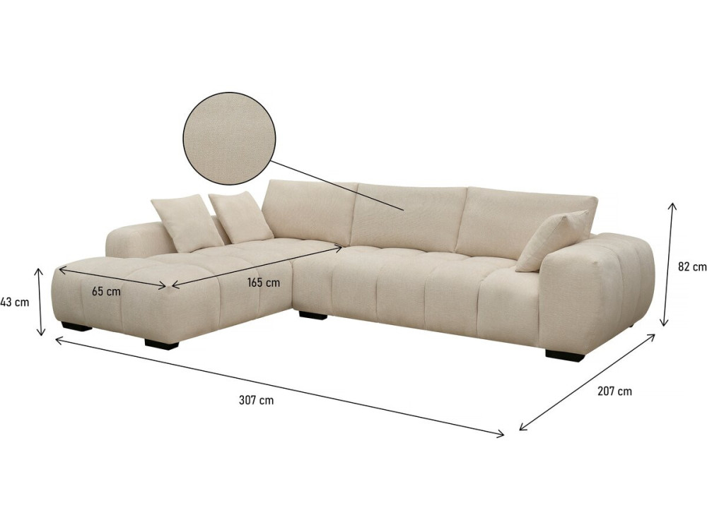 Sofa narożna "Monceau" - 3-osobowa - beżowa