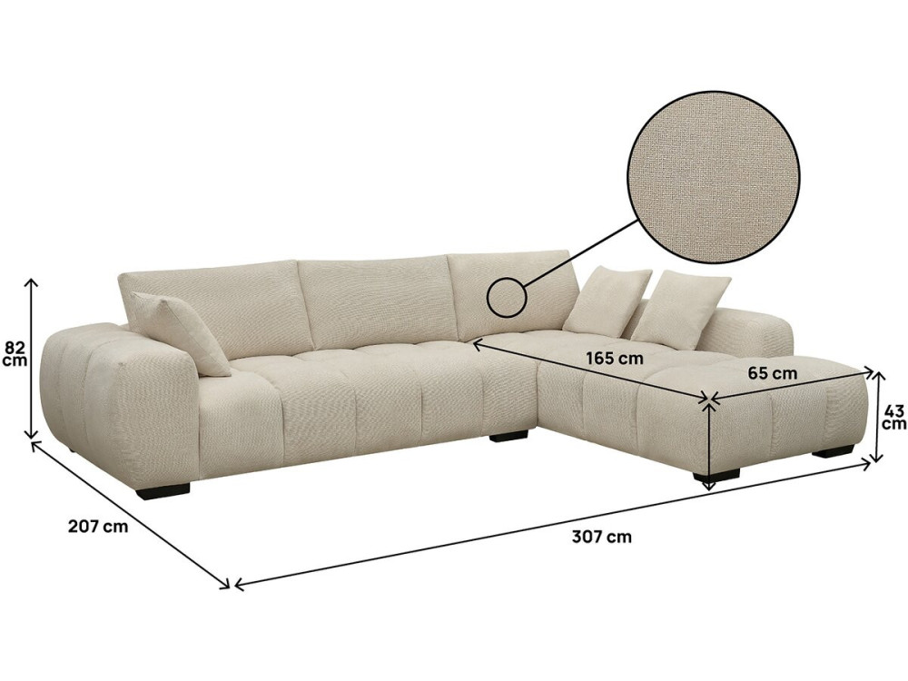 Sofa narożna "Monceau" - 3-osobowa - beżowa
