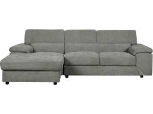 Sofa narożna "London" z tkaniny szenilowej - 4-osobowa - Szara