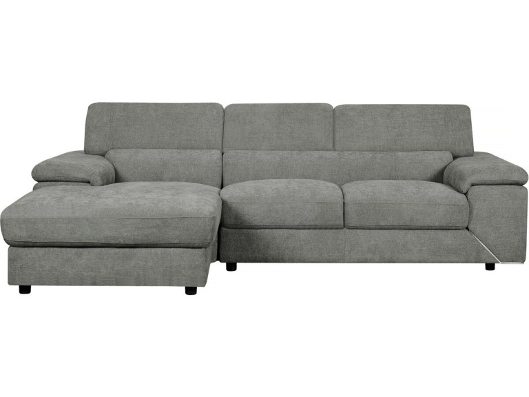 Sofa narożna "London" z tkaniny szenilowej - 4-osobowa - Szara