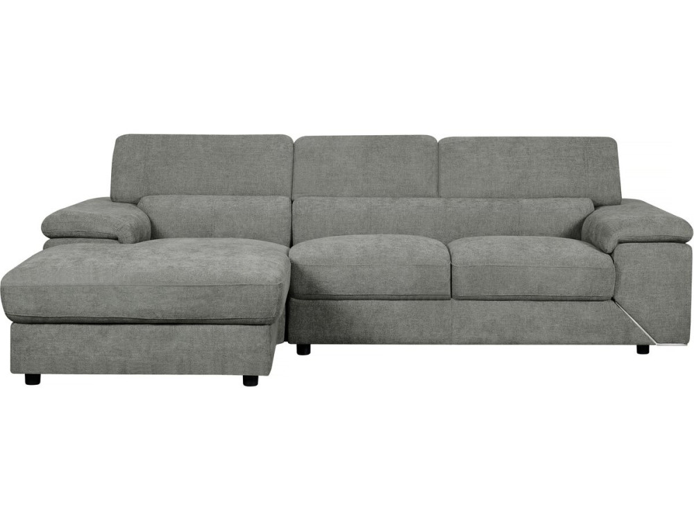 Sofa narożna "London" z tkaniny szenilowej - 4-osobowa - Szara