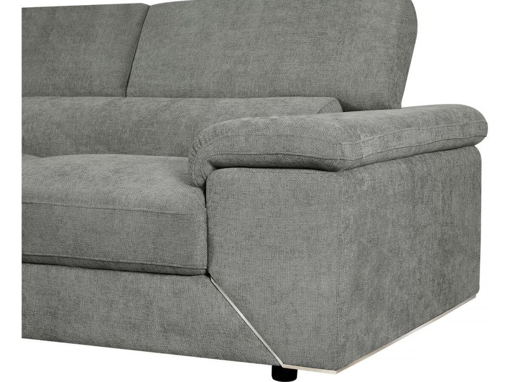 Sofa narożna "London" z tkaniny szenilowej - 4-osobowa - Szara