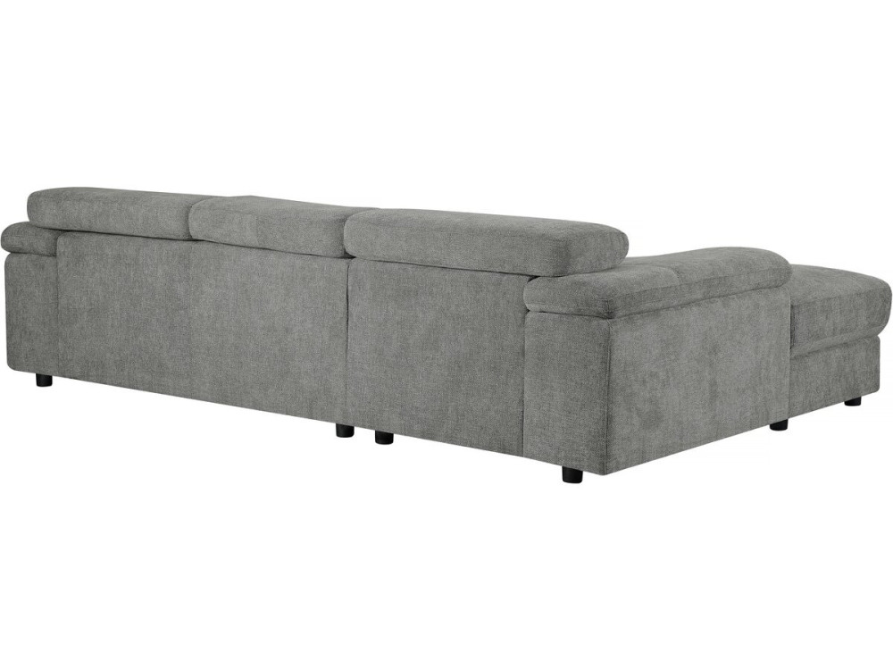 Sofa narożna "London" z tkaniny szenilowej - 4-osobowa - Szara