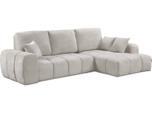 Narożna sofa rozkładana po prawej stronie w tkaninie szenilowej "Verneuil" - 3 miejsca - beżowa