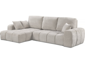 Lewa narożna sofa rozkładana w tkaninie szenilowej "Verneuil" - 3 miejsca - beżowa