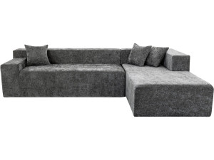 Narożna sofa "Tessaro" z teksturowanej tkaniny - 4-osobowa - szara