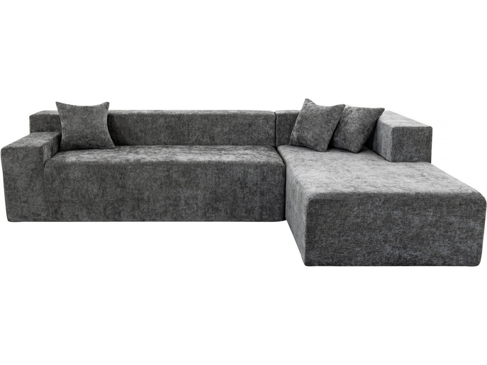 Narożna sofa "Tessaro" z teksturowanej tkaniny - 4-osobowa - szara