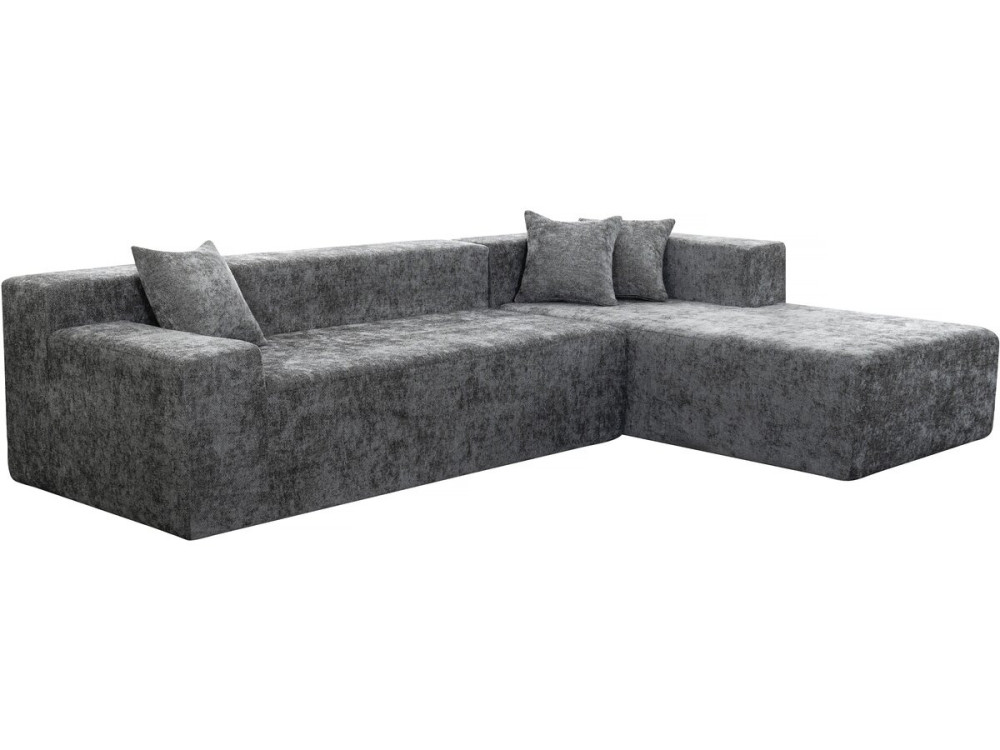 Narożna sofa "Tessaro" z teksturowanej tkaniny - 4-osobowa - szara