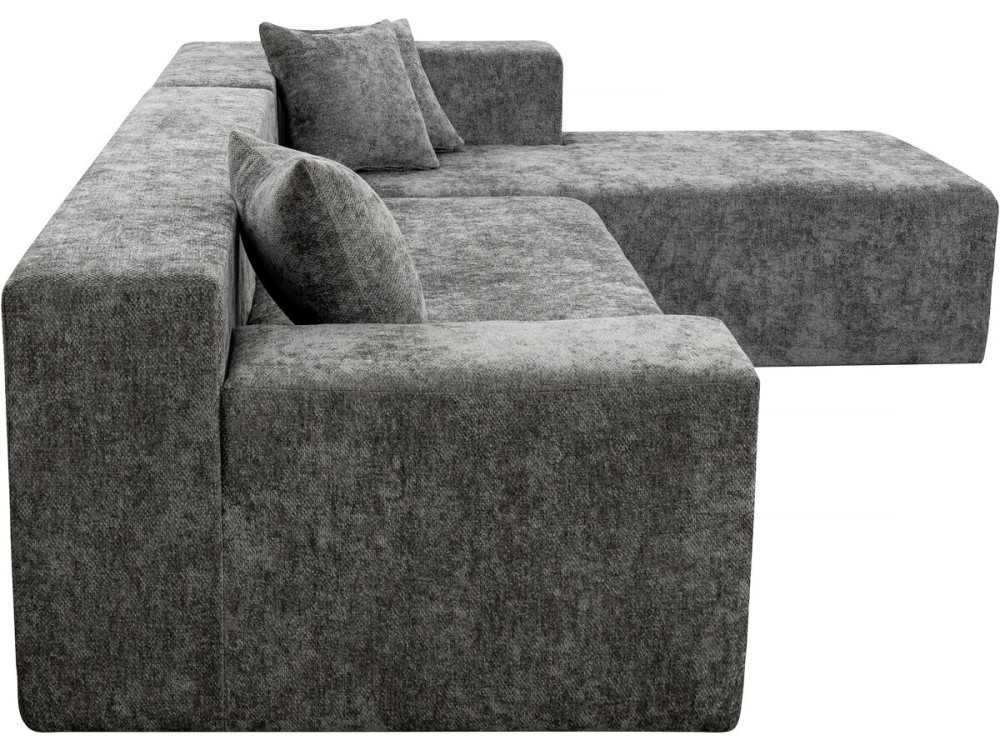 Narożna sofa "Tessaro" z teksturowanej tkaniny - 4-osobowa - szara