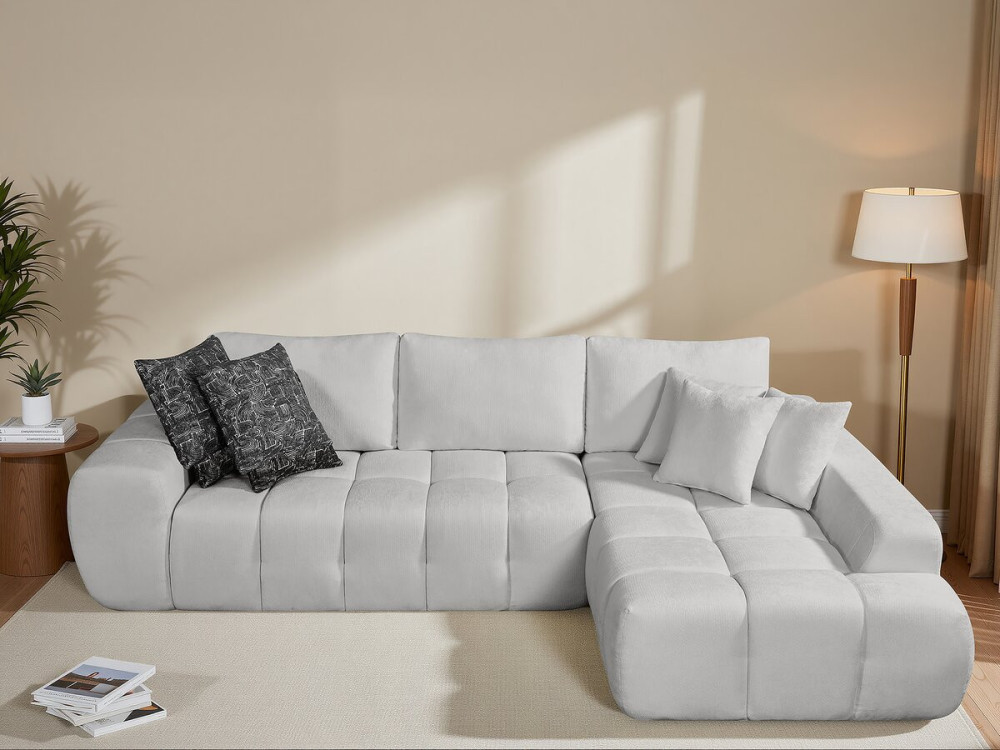 Sofa narożna "Sidonie" z tkaniny bąbelkowej - 4-osobowa - Szara