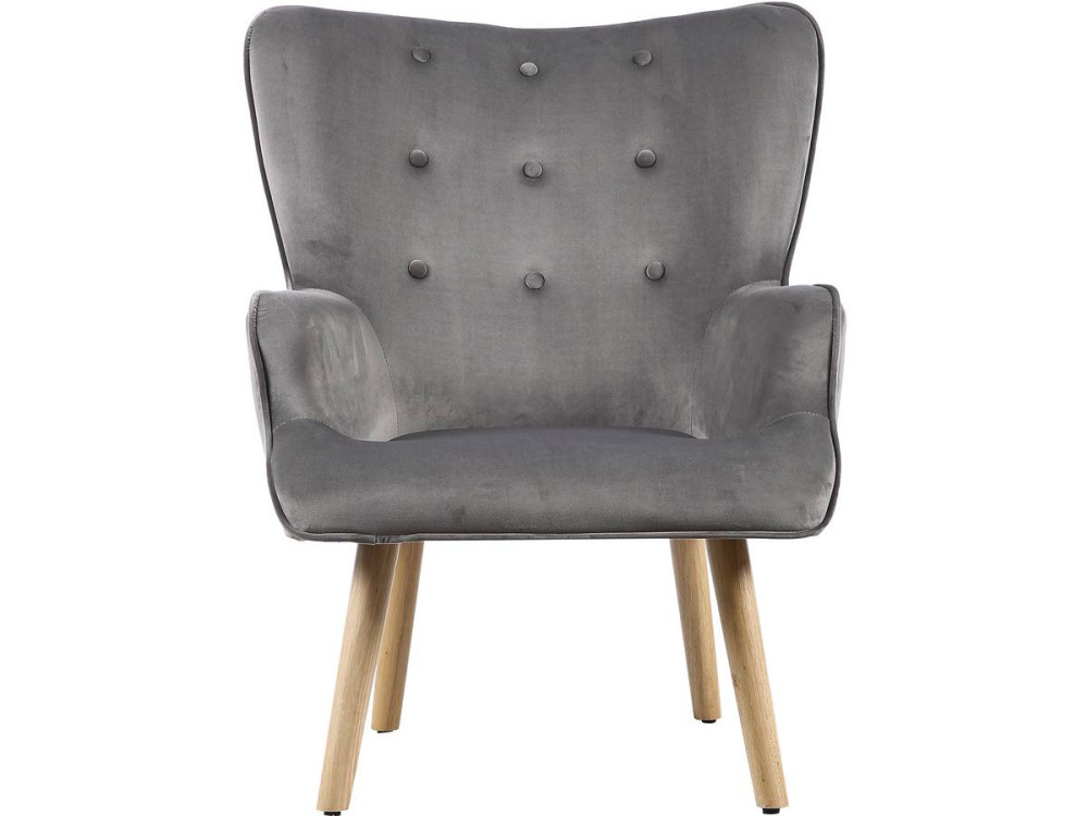 Fotel "Odense" w stylu skandynawskim, z weluru - 73 x 81 x 92.5 cm - 1 miejsce - Szary