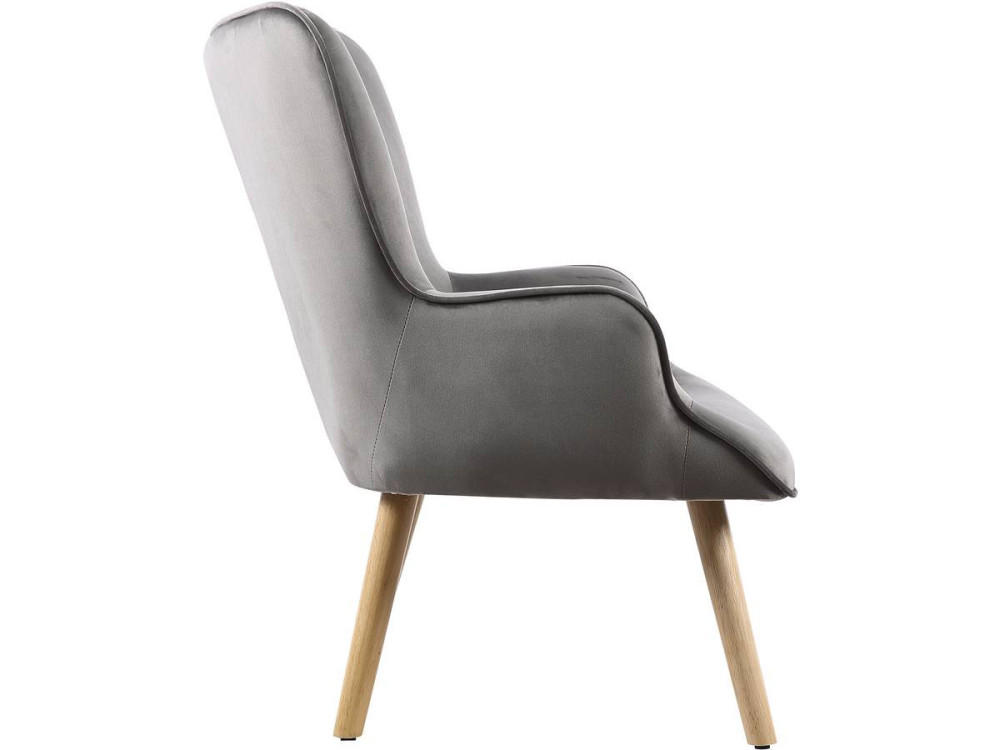 Fotel "Odense" w stylu skandynawskim, z weluru - 73 x 81 x 92.5 cm - 1 miejsce - Szary