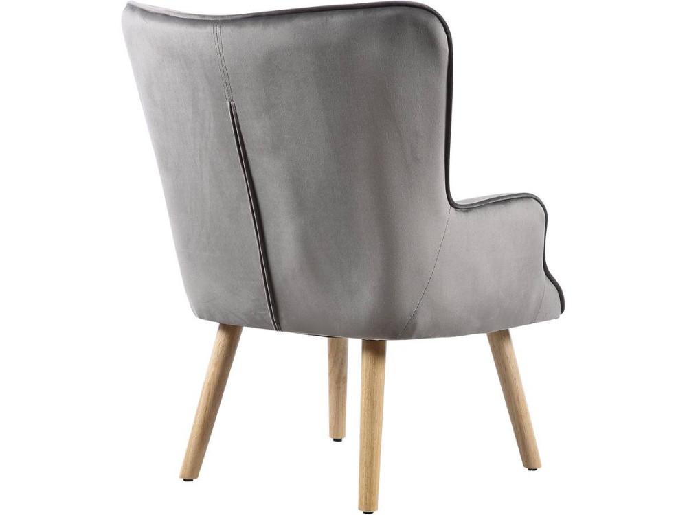Fotel "Odense" w stylu skandynawskim, z weluru - 73 x 81 x 92.5 cm - 1 miejsce - Szary