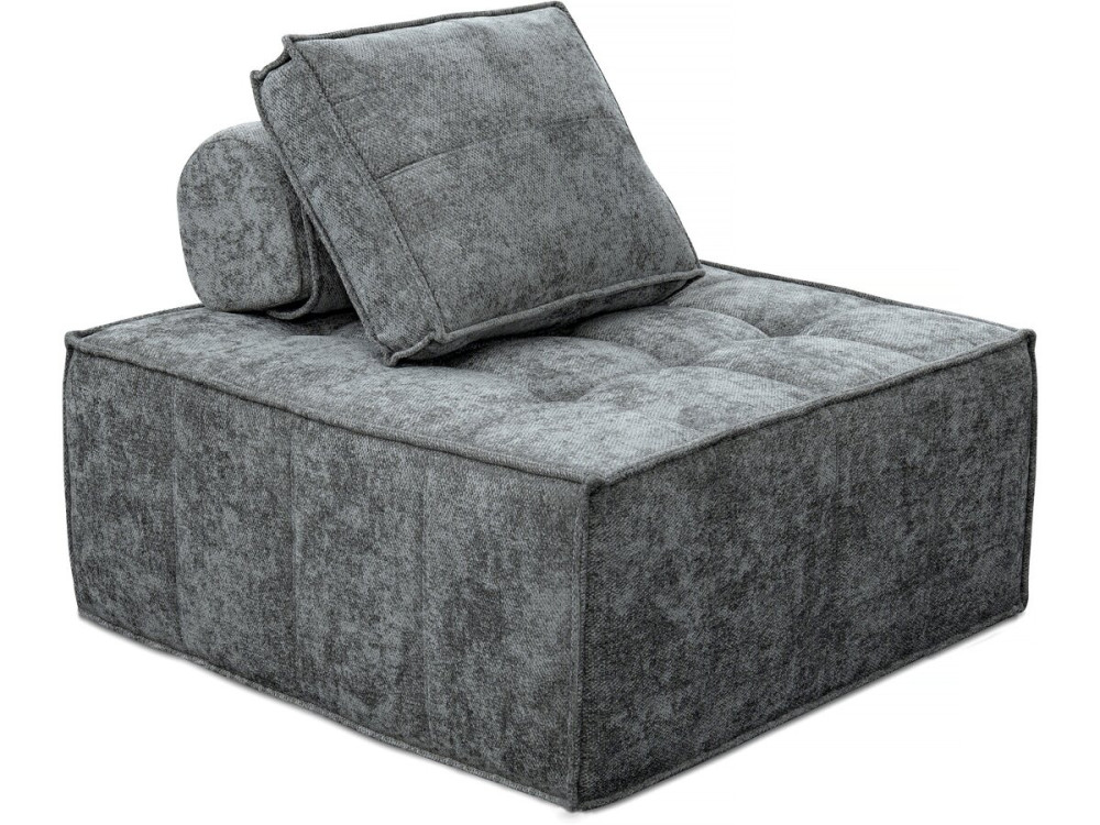 Fotel w stylu welurowym - 96 x 100 x 89 cm - szary