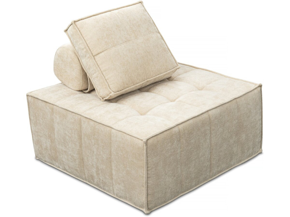 Fotel w stylu welurowym - 96 x 100 x 89 cm - beżowy